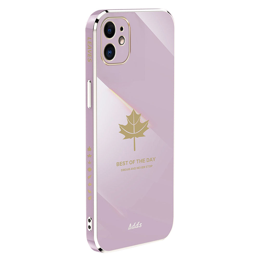 For iPhone 12 mini 5.4 inch Straight Edge TPU Cover 6D Electroplated Maple Leaf Phone Case For iPhone 12 mini 5.4 inch Straight Edge TPU Cover 6D Electroplated Maple Leaf Phone Case